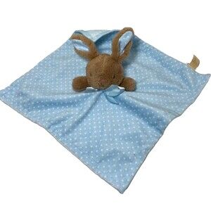 MTY International BRown Bunny Blue Polka Dot Ears Lovey Security Blanket